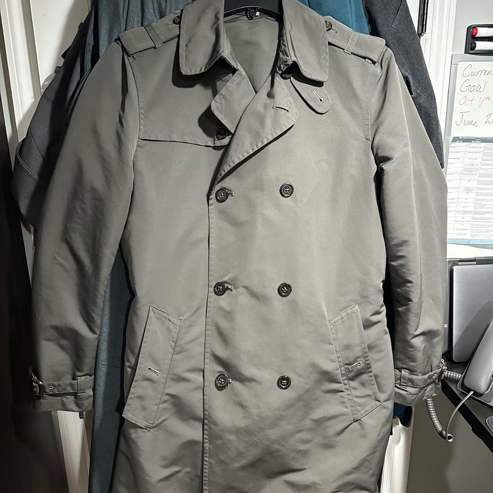 2 Banana Republic Mens M Trench Belted Coats Double Breasted Gray and Beige